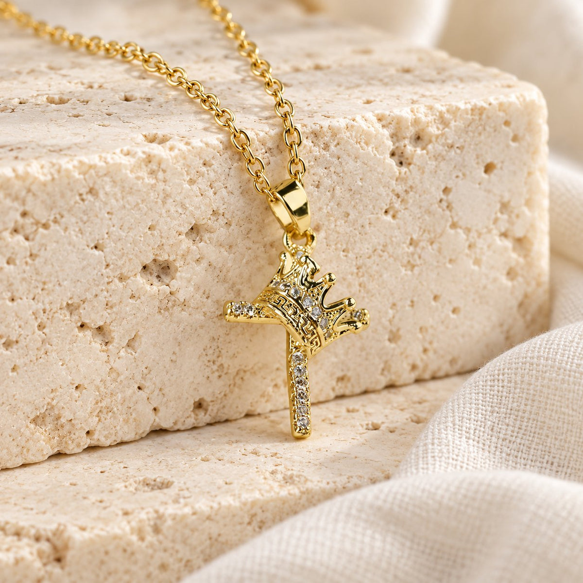 Cross & Crown Sparkle Necklace (2 Sizes)