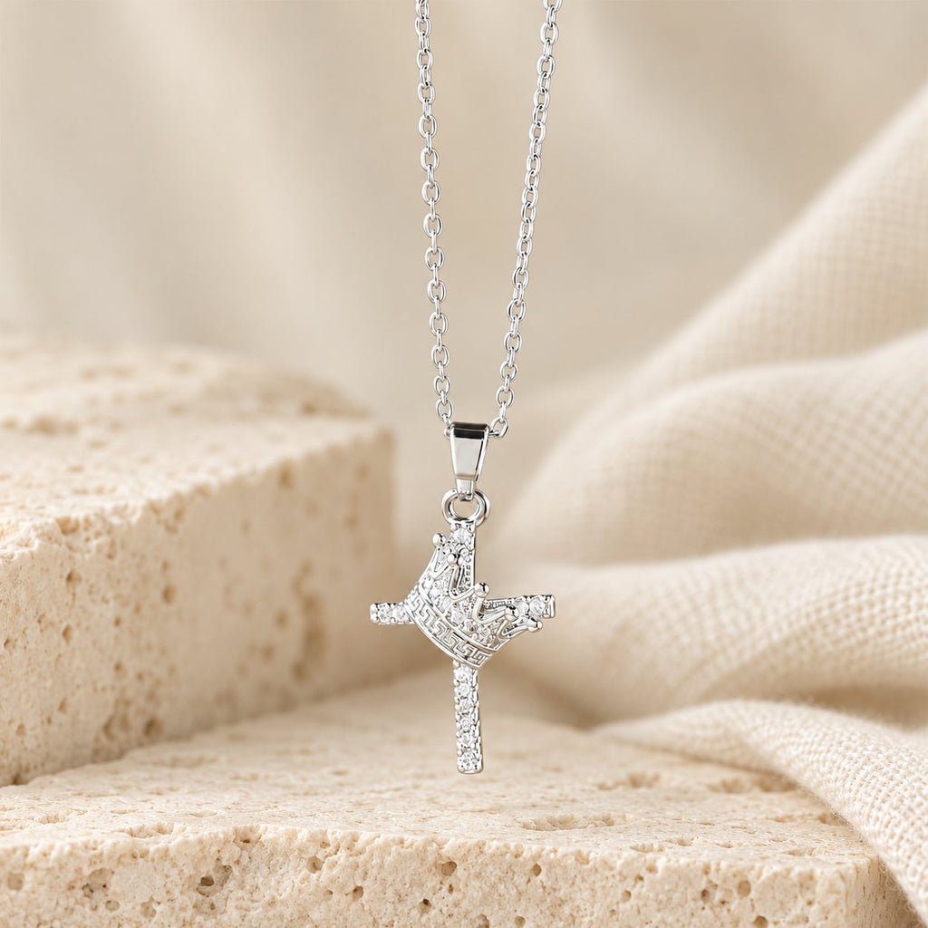 Cross & Crown Sparkle Necklace (2 Sizes)
