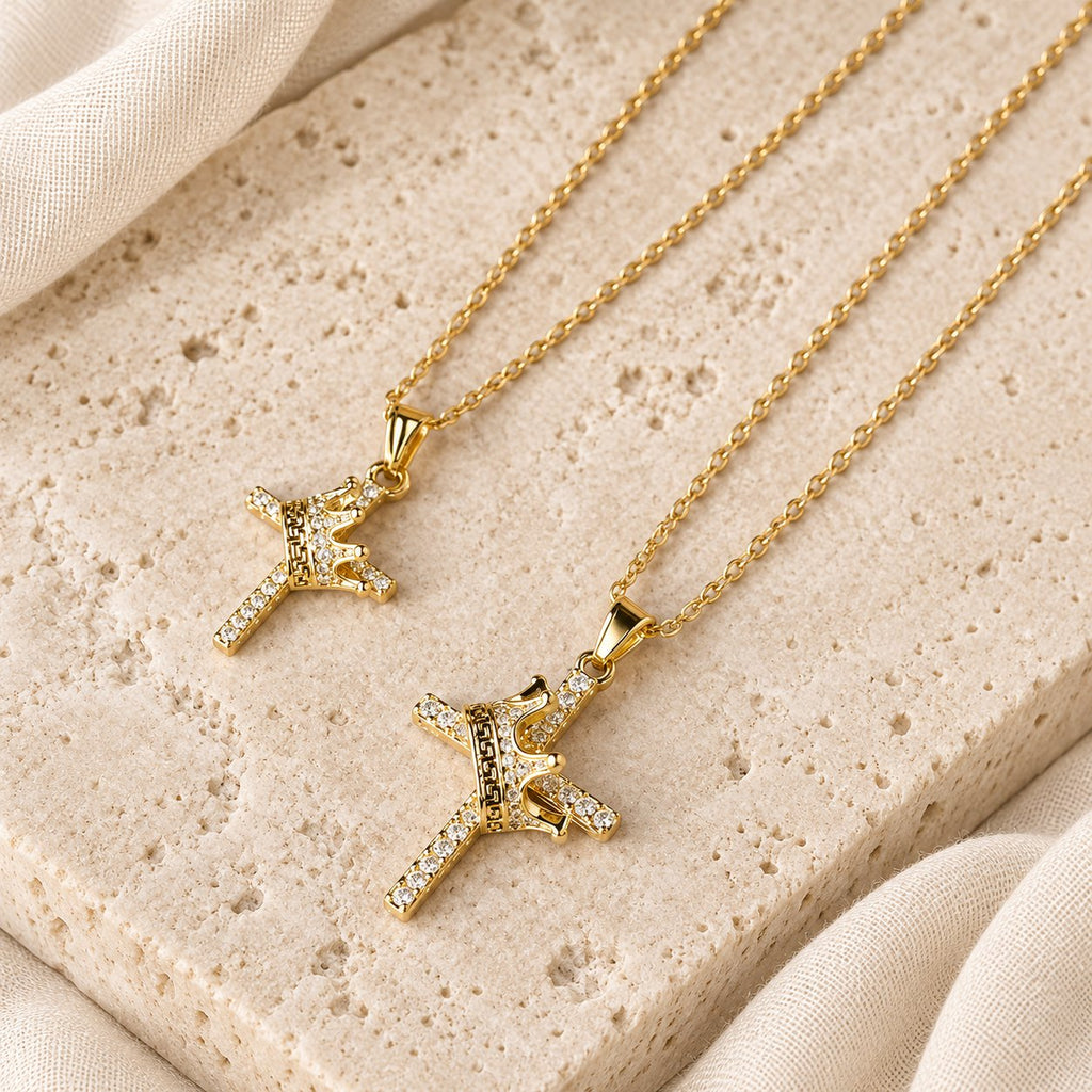 Cross & Crown Sparkle Necklace (2 Sizes)