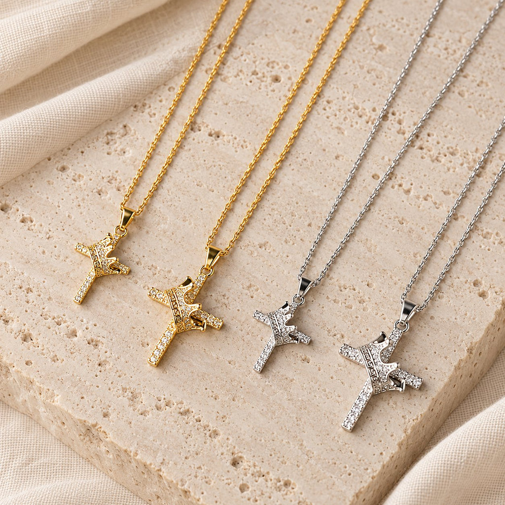 Cross & Crown Sparkle Necklace (2 Sizes)