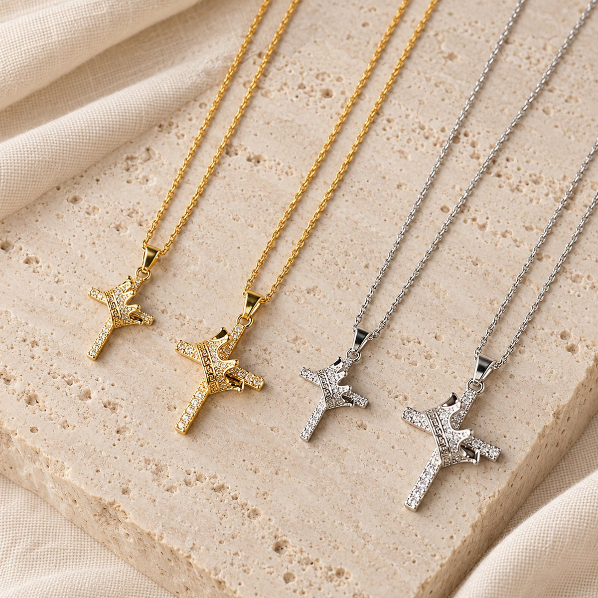 Cross & Crown Sparkle Necklace (2 Sizes)