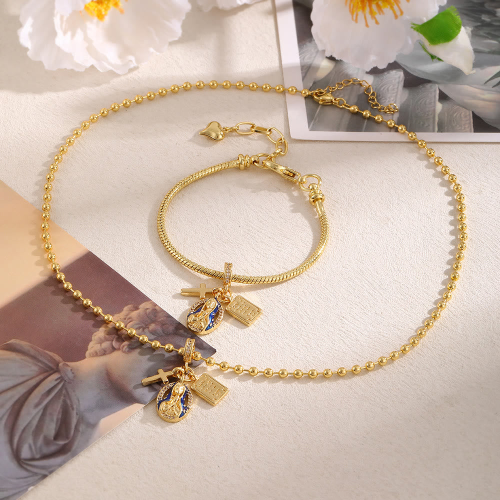 Set de Joyería con Dije de la Virgen de la Gracia: Símbolo de Devoción Eterna