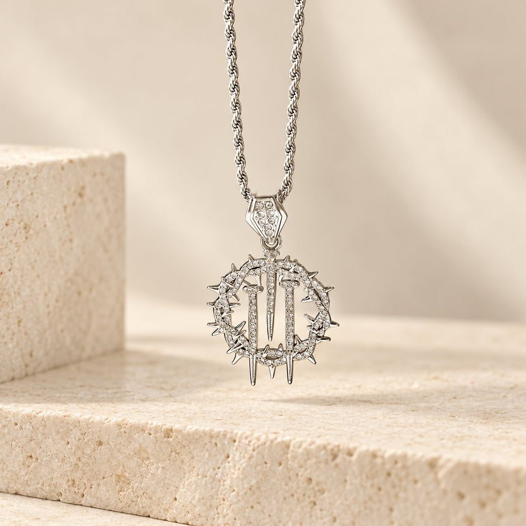 Crown of Thorns & Nails Rope Chain Necklace