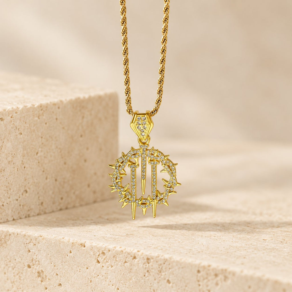Crown of Thorns & Nails Rope Chain Necklace