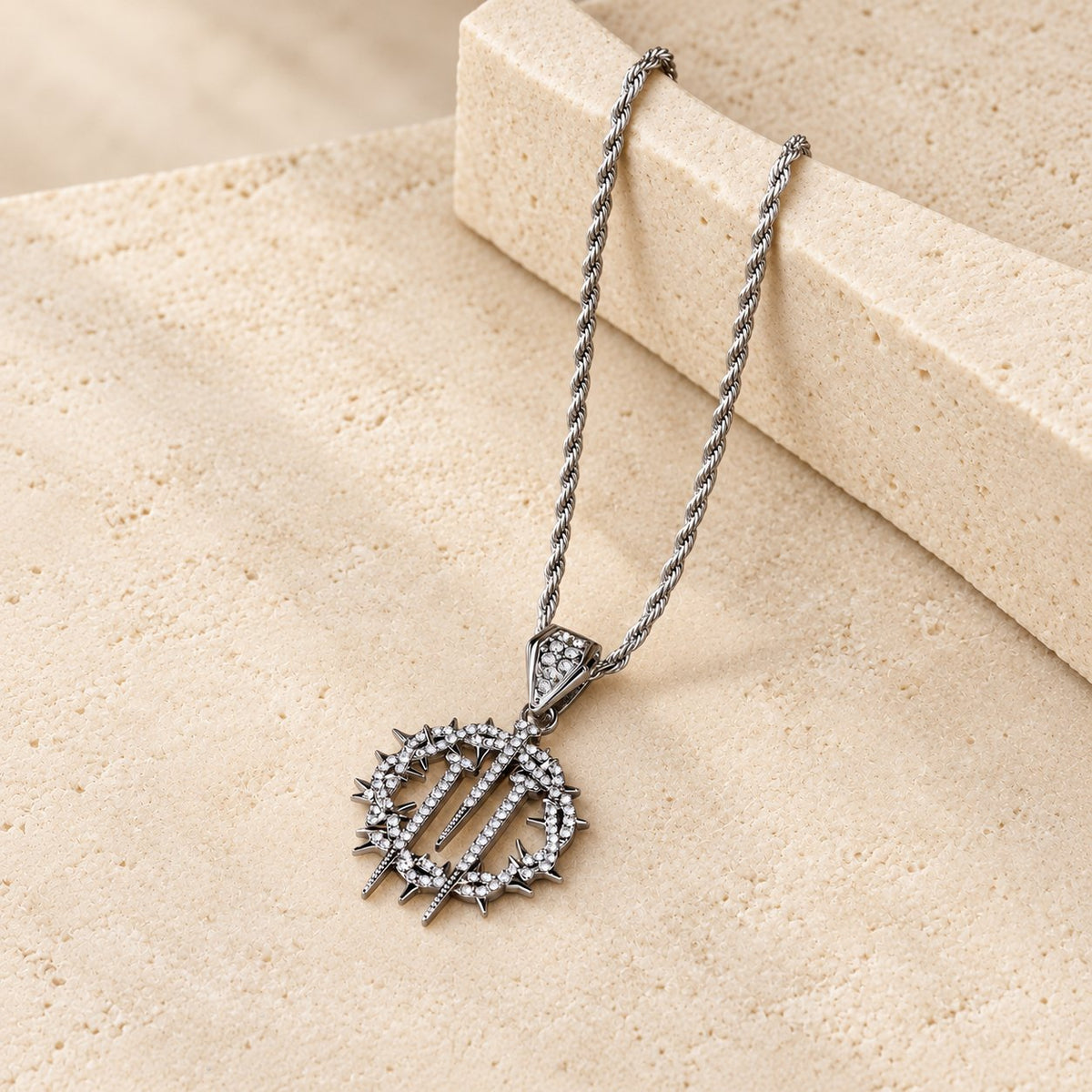 Crown of Thorns & Nails Rope Chain Necklace