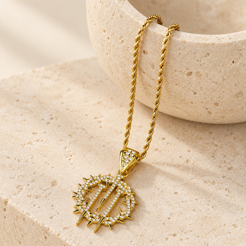 Crown of Thorns & Nails Rope Chain Necklace