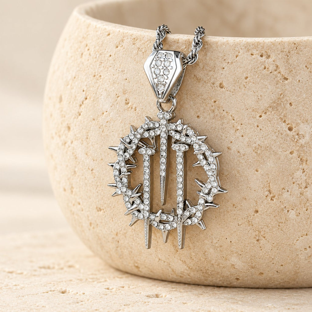 Crown of Thorns & Nails Rope Chain Necklace