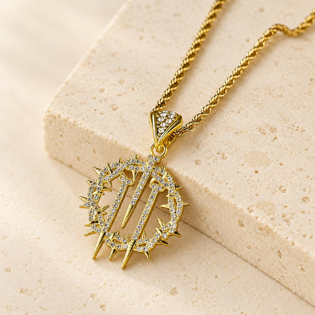 Crown of Thorns & Nails Rope Chain Necklace