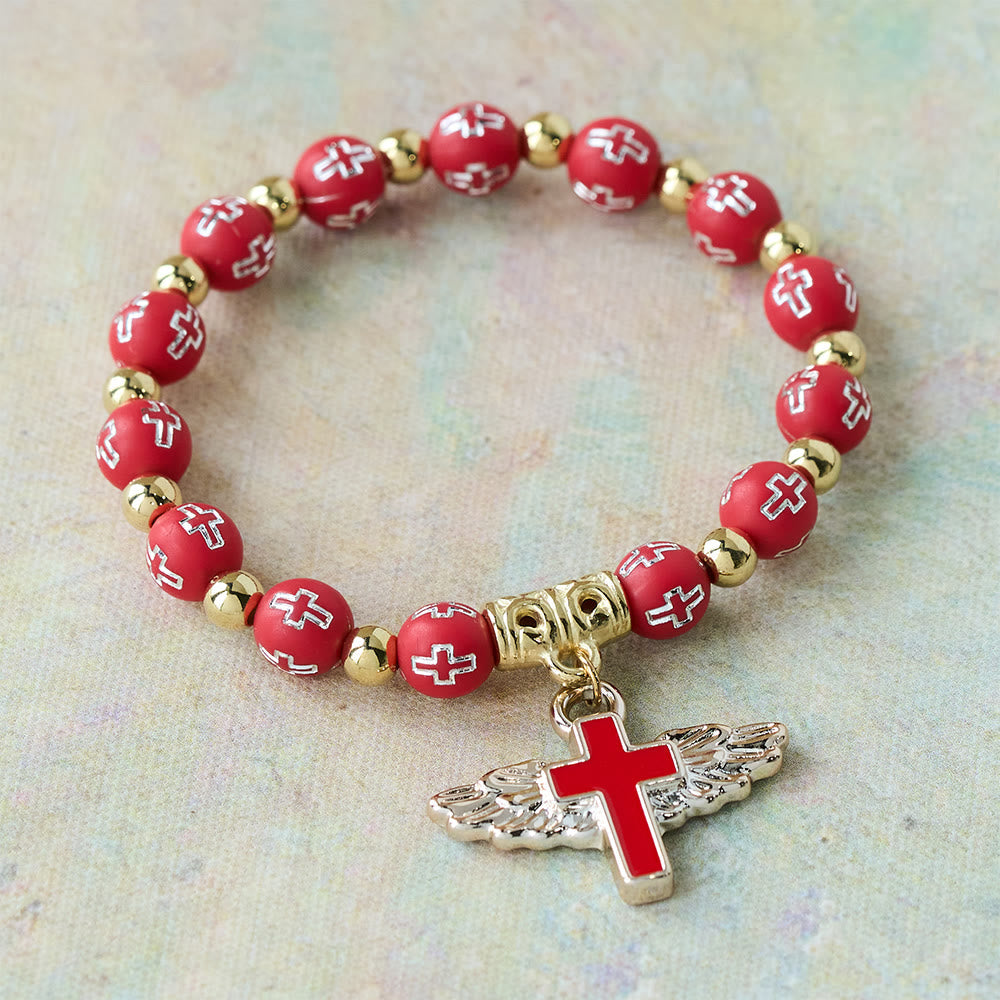 Pulsera con Dije de Cruz Alada: Oración Visual de Devoción y Conexión