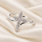 Cross Ring with Clustered Cubic Zirconia Accents