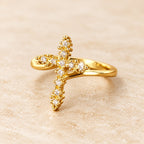 Cross Ring with Clustered Cubic Zirconia Accents