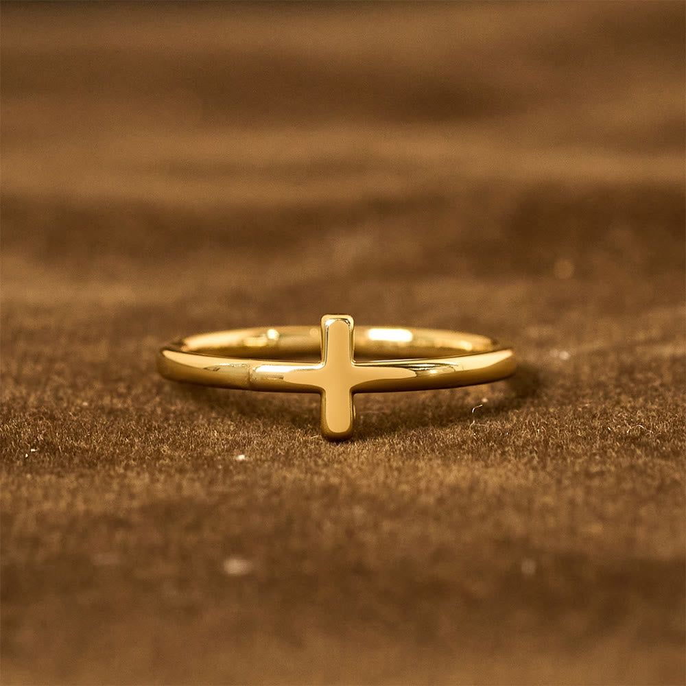 Set de Dos Anillos de Cruz: Metal Pulido y Circonia para la Devoción Diaria
