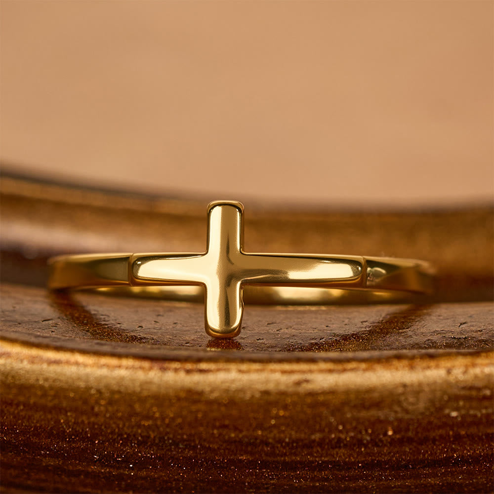Set de Dos Anillos de Cruz: Metal Pulido y Circonia para la Devoción Diaria
