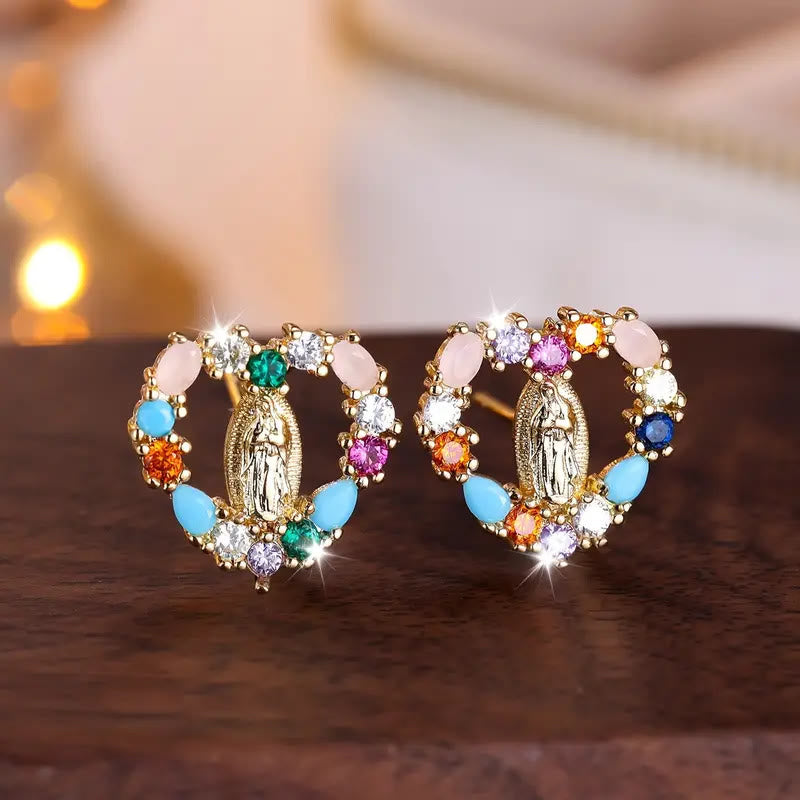 Broqueles de Virgen en Forma de Corazón: Circonia de Color y Estilos Brillantes