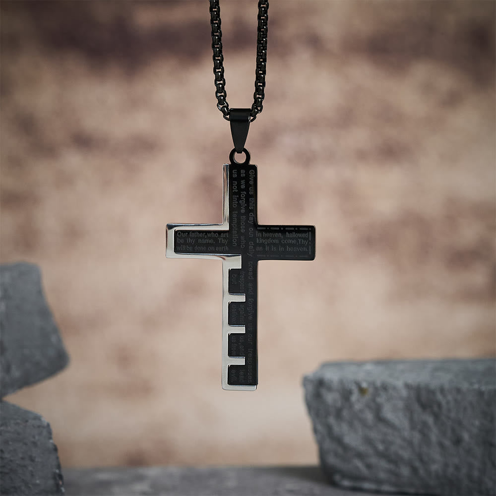 Collar de Cruz Padre Nuestro Tricolor Moderno: Símbolo Eterno de lo Sagrado