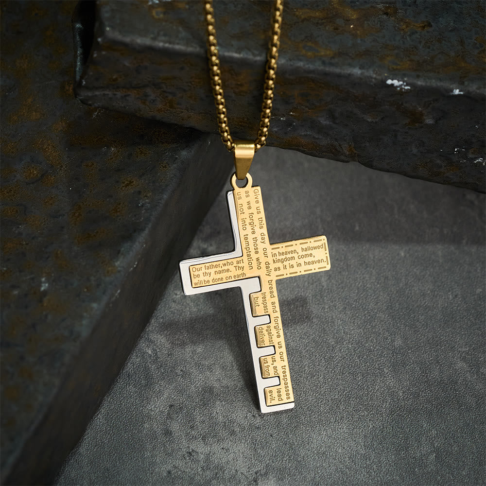 Collar de Cruz Padre Nuestro Tricolor Moderno: Símbolo Eterno de lo Sagrado