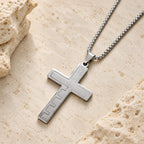 Modern Tri-Color Lord's Prayer Cross Necklace