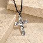 Modern Tri-Color Lord's Prayer Cross Necklace