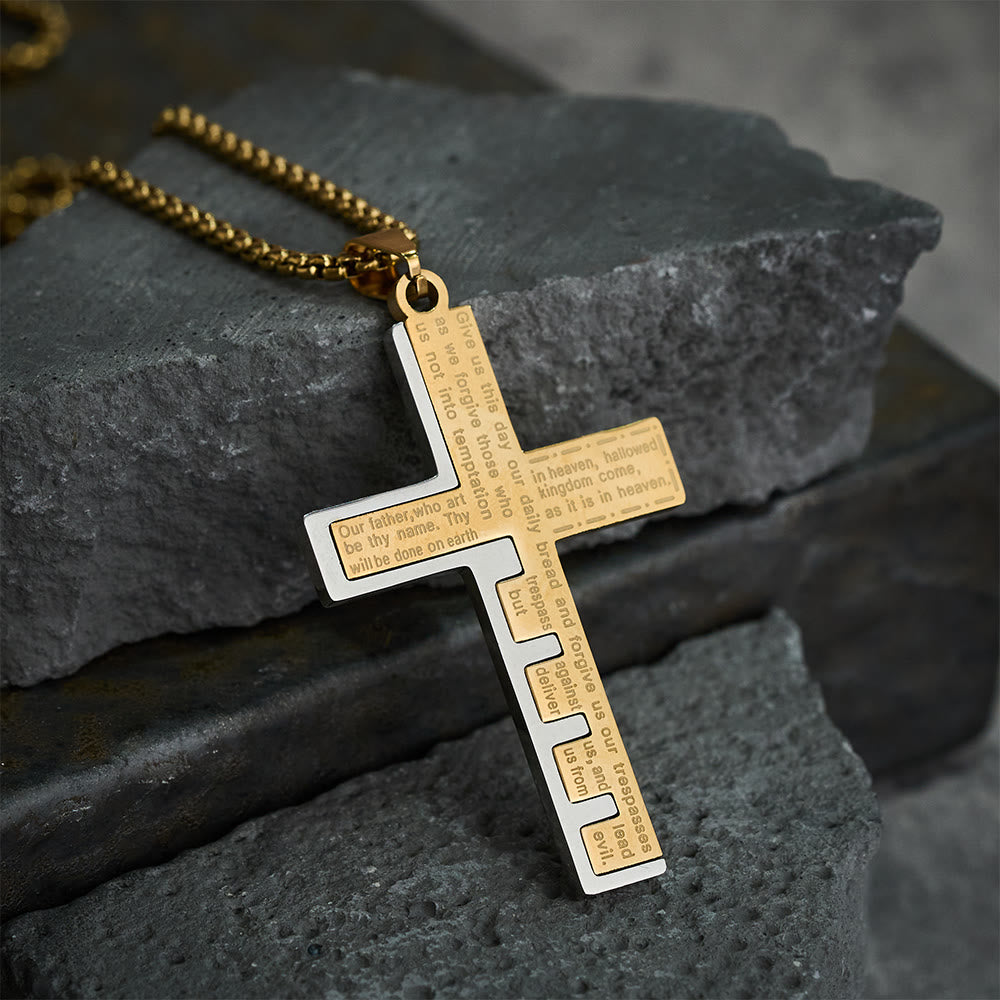 Collar de Cruz Padre Nuestro Tricolor Moderno: Símbolo Eterno de lo Sagrado