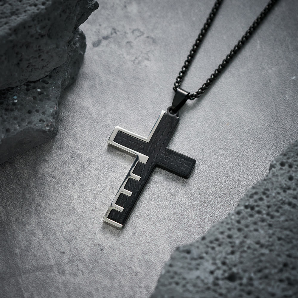 Collar de Cruz Padre Nuestro Tricolor Moderno: Símbolo Eterno de lo Sagrado