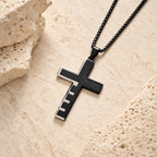 Modern Tri-Color Lord's Prayer Cross Necklace