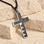 Modern Tri-Color Lord's Prayer Cross Necklace