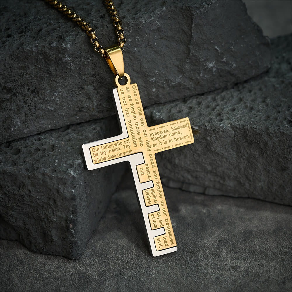 Collar de Cruz Padre Nuestro Tricolor Moderno: Símbolo Eterno de lo Sagrado