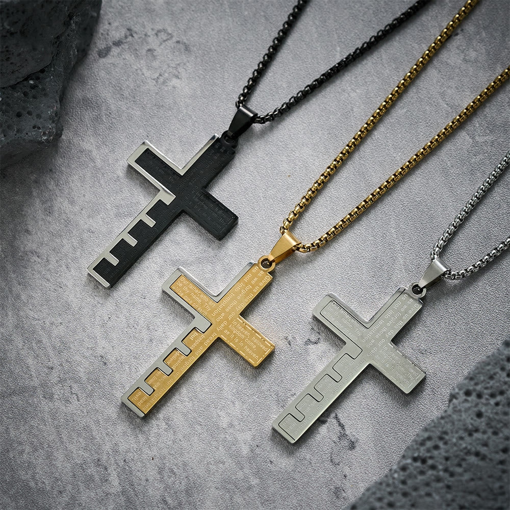 Collar de Cruz Padre Nuestro Tricolor Moderno: Símbolo Eterno de lo Sagrado