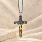 Classic Retro Style Crucifix St. Benedict Medal Protection Pendant