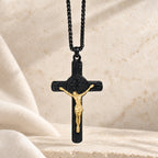 Classic Retro Style Crucifix St. Benedict Medal Protection Pendant