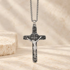 Classic Retro Style Crucifix St. Benedict Medal Protection Pendant