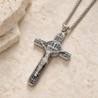 Classic Retro Style Crucifix St. Benedict Medal Protection Pendant