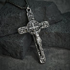 Collar con Dije Crucifijo y Medalla de San Benito Estilo Retro Clásico: Protección