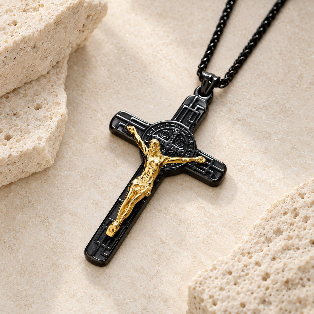 Classic Retro Style Crucifix St. Benedict Medal Protection Pendant