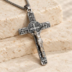 Classic Retro Style Crucifix St. Benedict Medal Protection Pendant