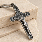 Classic Retro Style Crucifix St. Benedict Medal Protection Pendant