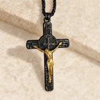 Classic Retro Style Crucifix St. Benedict Medal Protection Pendant