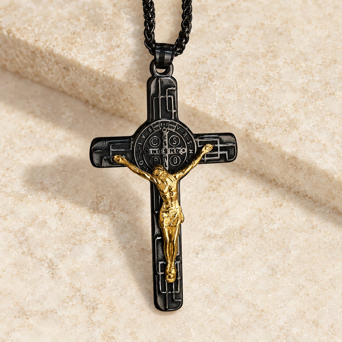 Classic Retro Style Crucifix St. Benedict Medal Protection Pendant