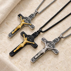 Classic Retro Style Crucifix St. Benedict Medal Protection Pendant