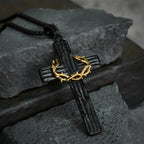 Collar con Dije de Cruz Corona de Espinas de Jesús Estilo Moderno: Protección Sagrada