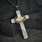 Collar con Dije de Cruz Corona de Espinas de Jesús Estilo Moderno: Protección Sagrada