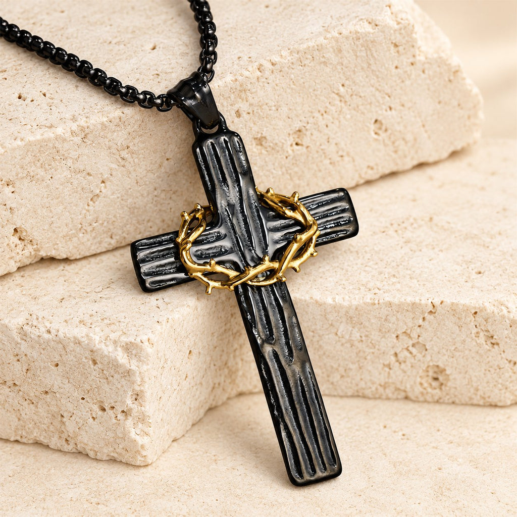 Modern Style Jesus Crown Of Thorns Cross Sacred Protection Pendant
