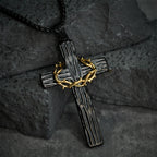 Collar con Dije de Cruz Corona de Espinas de Jesús Estilo Moderno: Protección Sagrada