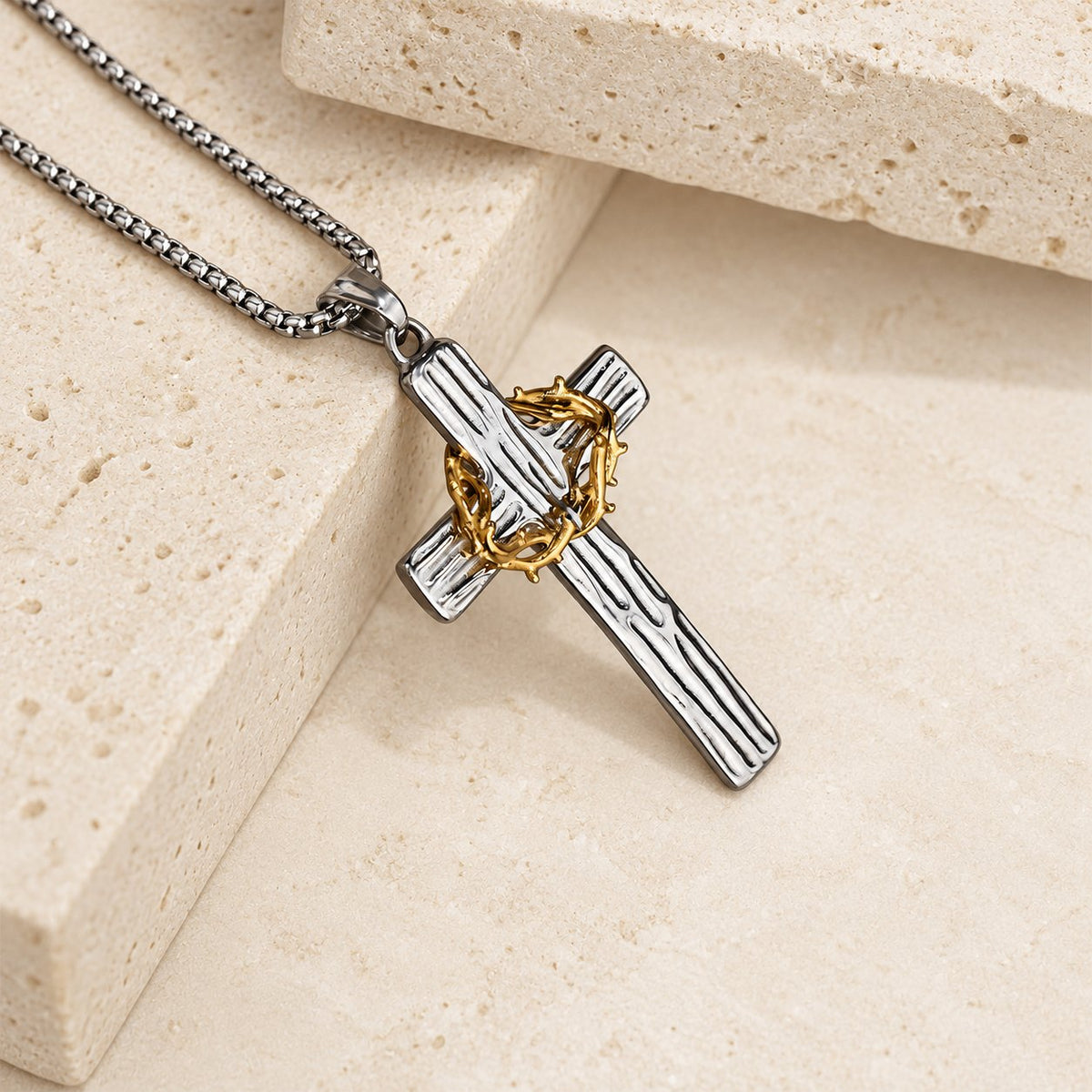Modern Style Jesus Crown Of Thorns Cross Sacred Protection Pendant