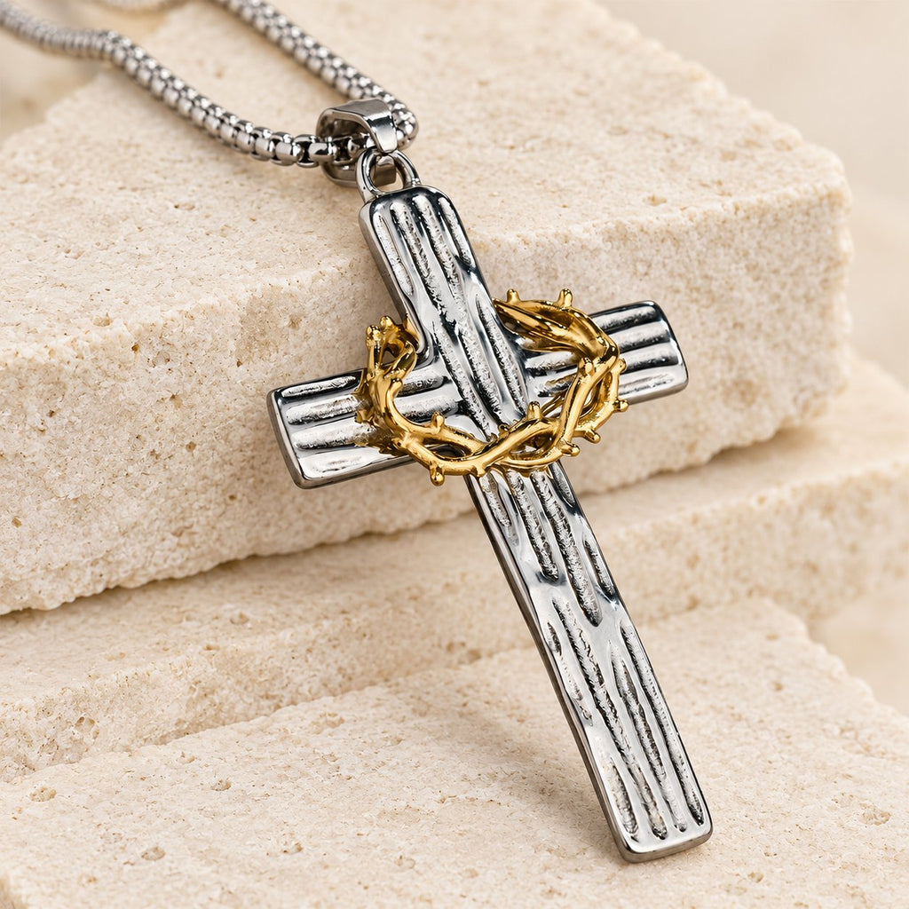 Modern Style Jesus Crown Of Thorns Cross Sacred Protection Pendant