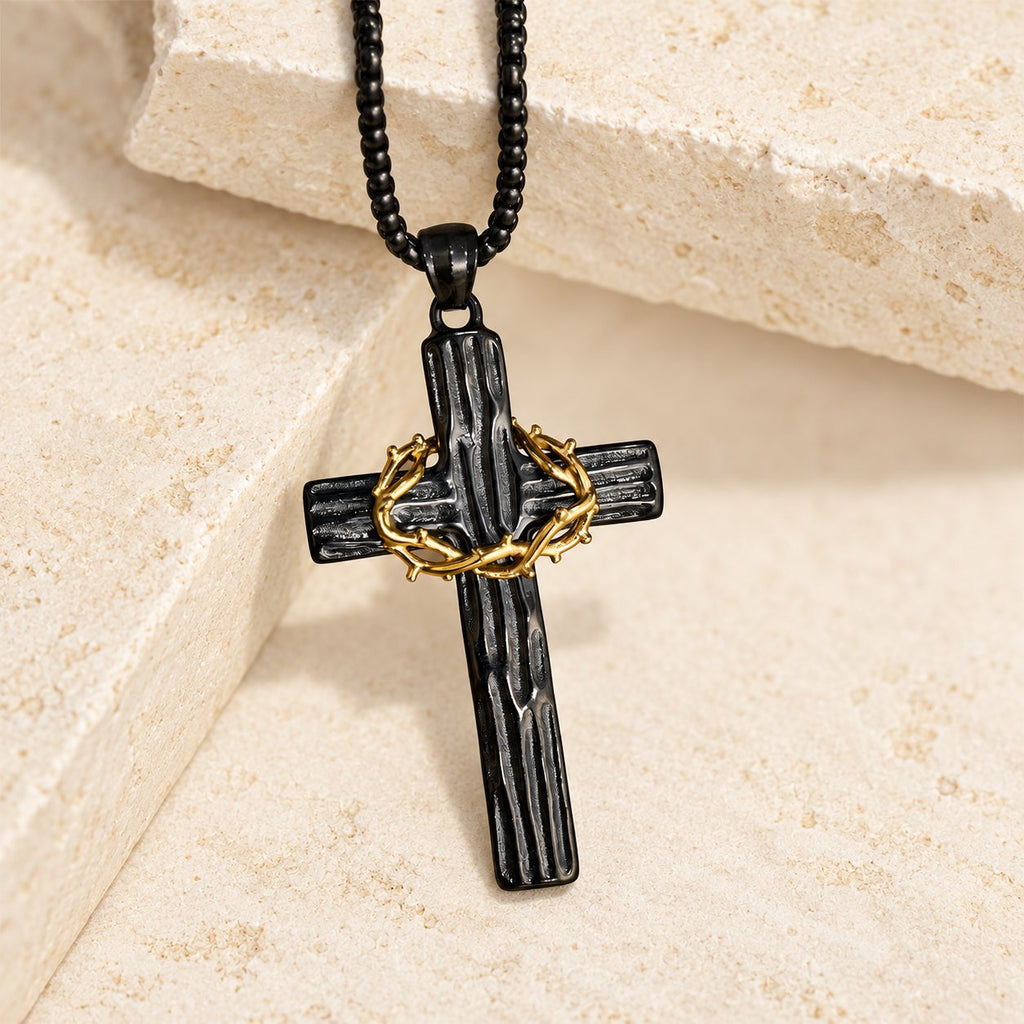 Modern Style Jesus Crown Of Thorns Cross Sacred Protection Pendant