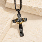Modern Style Jesus Crown Of Thorns Cross Sacred Protection Pendant