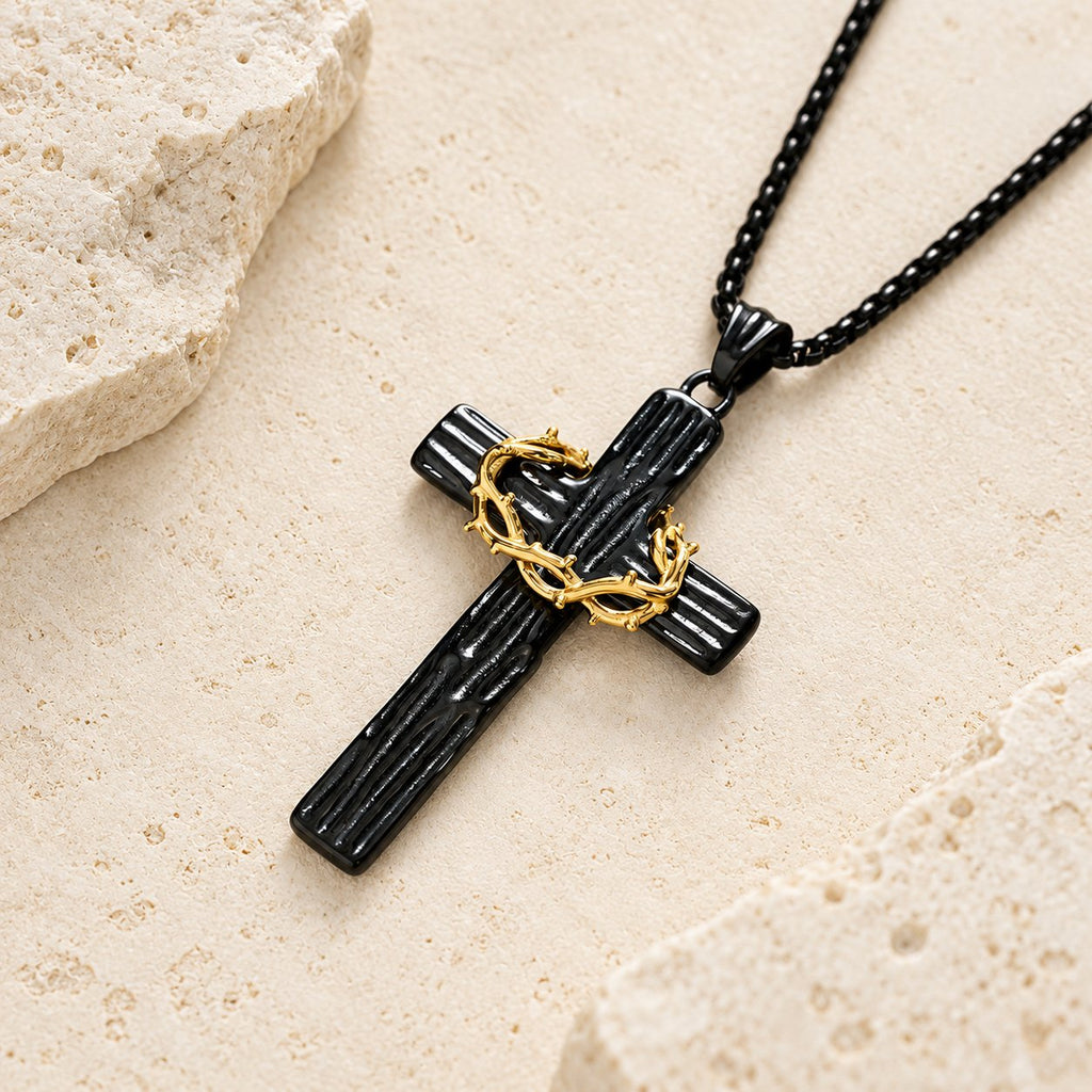 Modern Style Jesus Crown Of Thorns Cross Sacred Protection Pendant