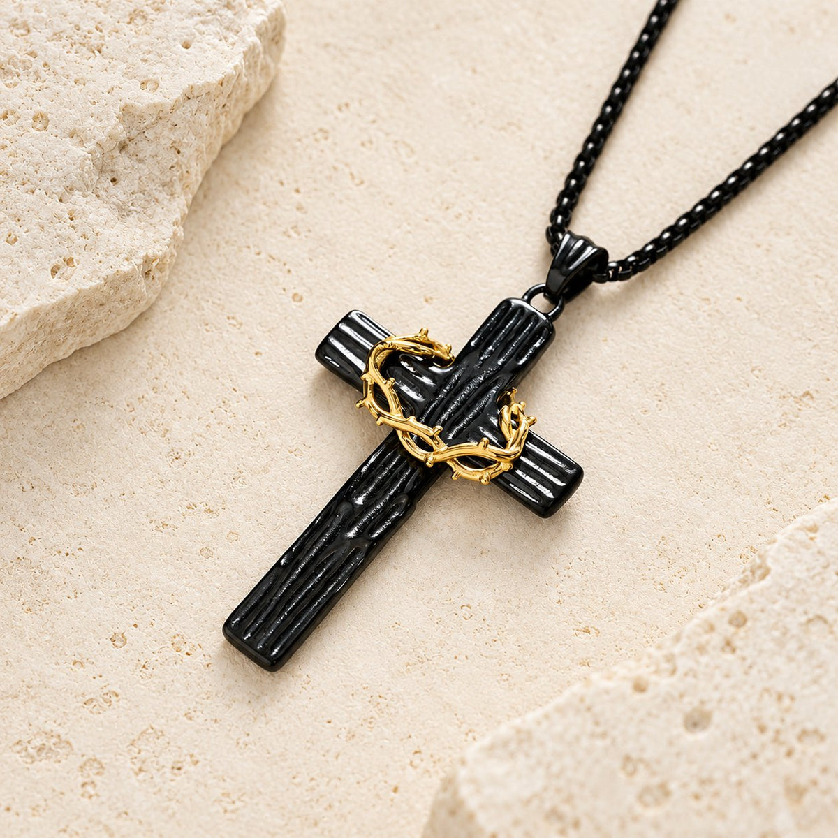 Modern Style Jesus Crown Of Thorns Cross Sacred Protection Pendant