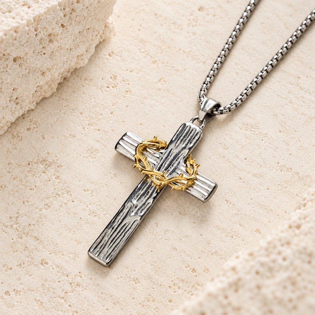 Modern Style Jesus Crown Of Thorns Cross Sacred Protection Pendant